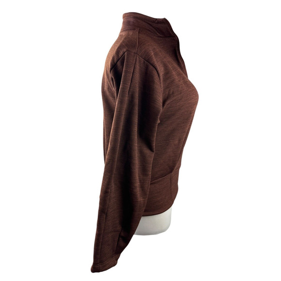 Athleta Altitude Polartec Half Zip Sweatshirt Mahogany Heather Brown Crop Small - Picture 7 of 14